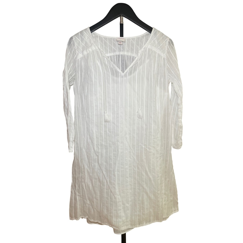 White Tunic Dress Women's Small Merona Ethereal Boho Minimalist Coastal Cottage